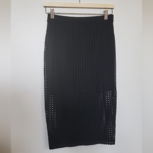 Trouve Black Perforated Top and Skirt, XS - Picture 4 of 5